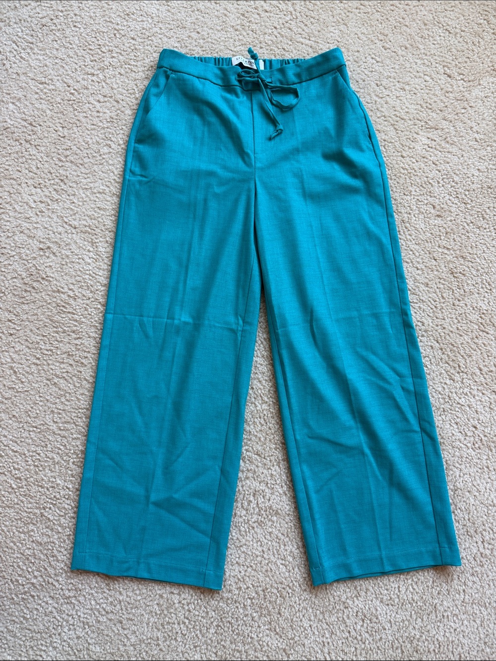 Liverpool Teal Wide-Leg Drawstring Pants